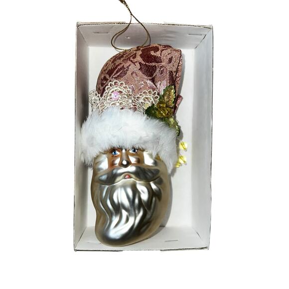 Vintage Victorian Santa Class Dillard's blown glass ornament pink hat - Picture 6 of 8